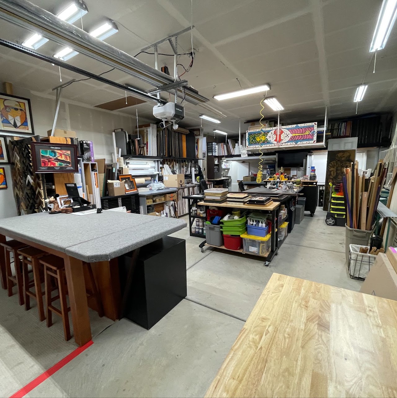 Interior of the Villa Custom Picture Framing workshop in Elk Grove